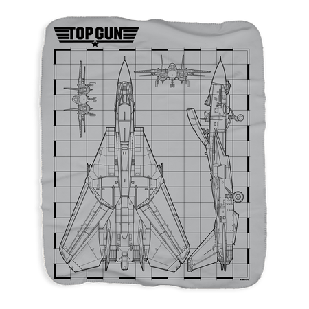 Top Gun Fighter Jet Schematics Sherpa Blanket - Paramount Shop