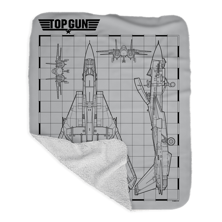 Top Gun Fighter Jet Schematics Sherpa Blanket - Paramount Shop