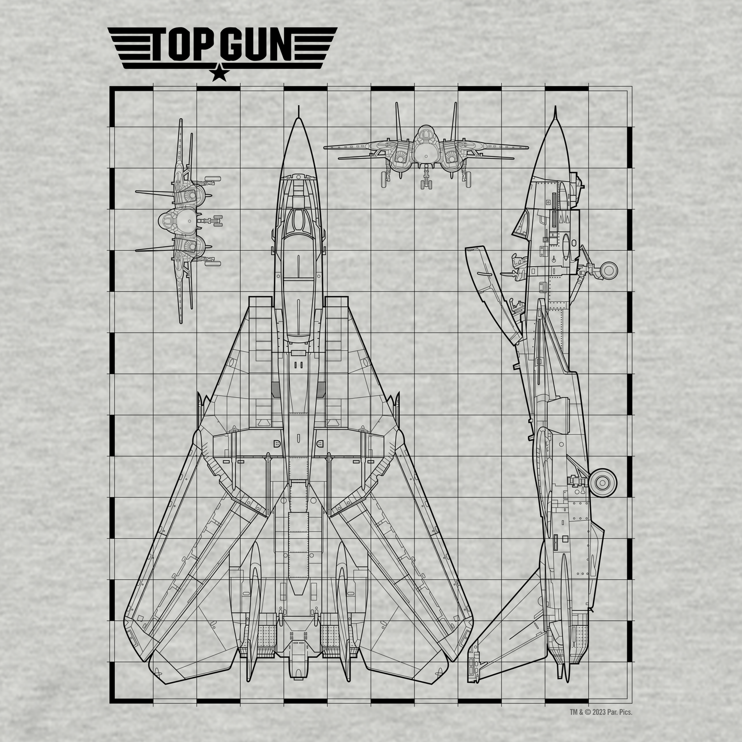 Top Gun Fighter Jet Schematics Unisex Premium T - Shirt - Paramount Shop