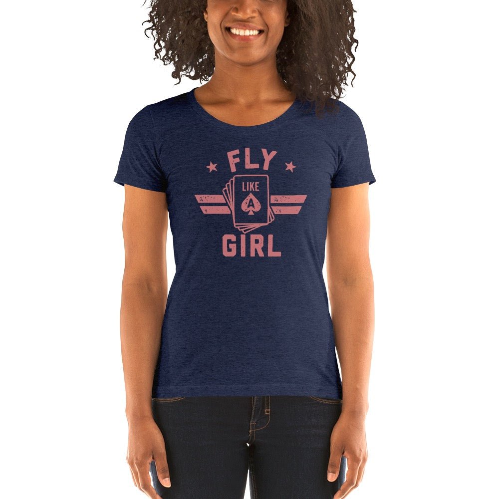 Top Gun: Maverick Fly Like A Girl Women's Tri - Blend Short Sleeve T - Shirt - Paramount Shop