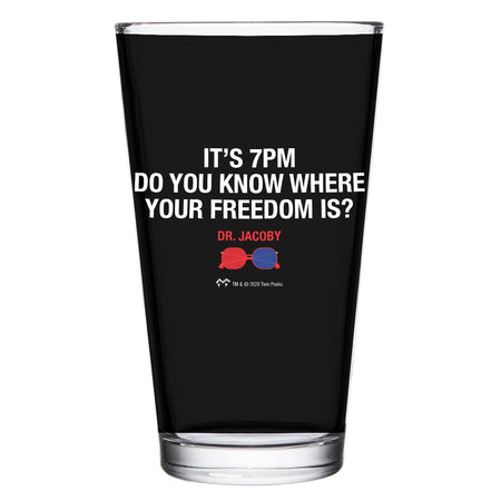 Twin Peaks It's 7PM Do You Know Where Your Freedom Is? 17 oz Pint Glass - Paramount Shop