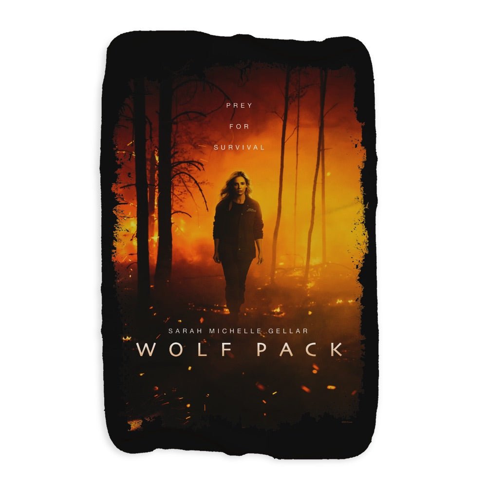 Wolf Pack Prey For Survival Tan Sherpa Blanket - Paramount Shop