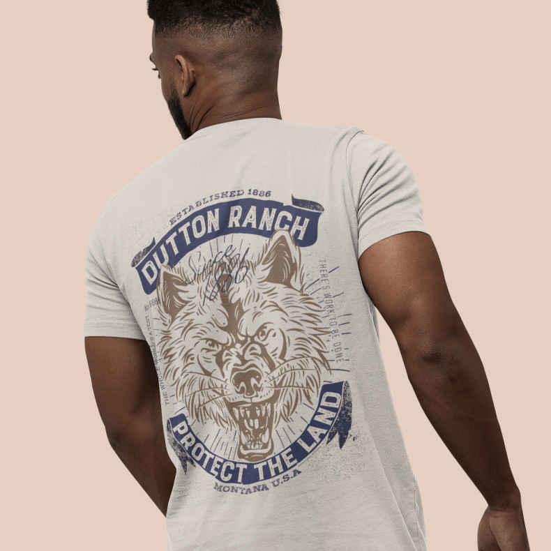 Yellowstone Dutton Ranch Protect The Land Wolf Adult Short Sleeve T-Shirt