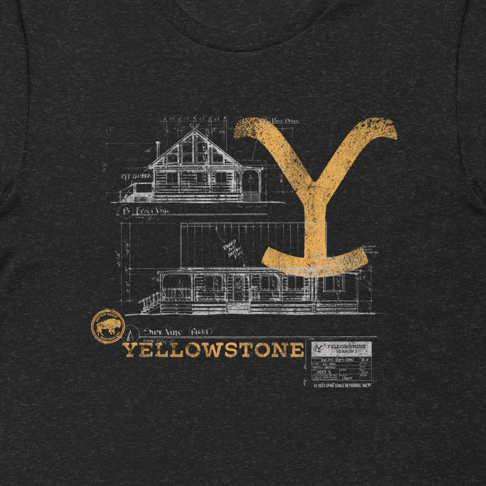 Yellowstone Blueprint Rip's House T - shirt - Paramount Shop