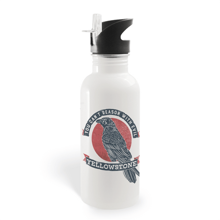 Yellowstone Can't Reason With Evil 20 oz Screw Top Water Bottle with Straw - Paramount Shop