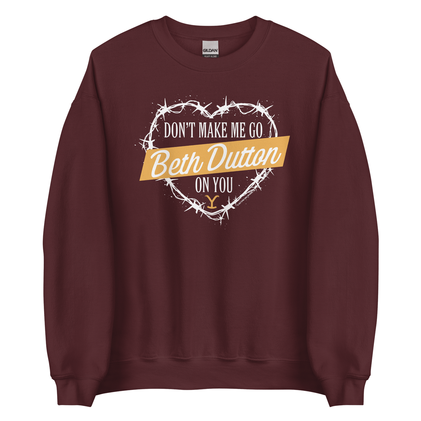 Yellowstone Don't Make Me Go Beth Dutton On You Heart Fleece Crewneck Sweatshirt - Paramount Shop