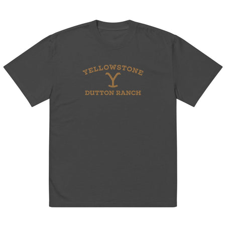 Yellowstone Dutton Ranch Embroidered Oversized Faded T - shirt - Paramount Shop
