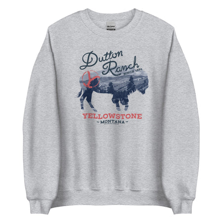 Yellowstone Dutton Ranch Montana Bison Fleece Crewneck Sweatshirt - Paramount Shop
