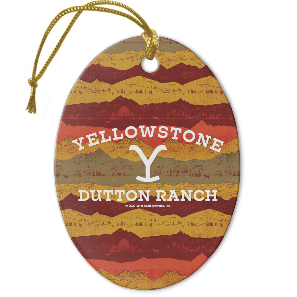 Yellowstone Dutton Ranch Mountain Majesties Oval Ceramic Ornament - Paramount Shop