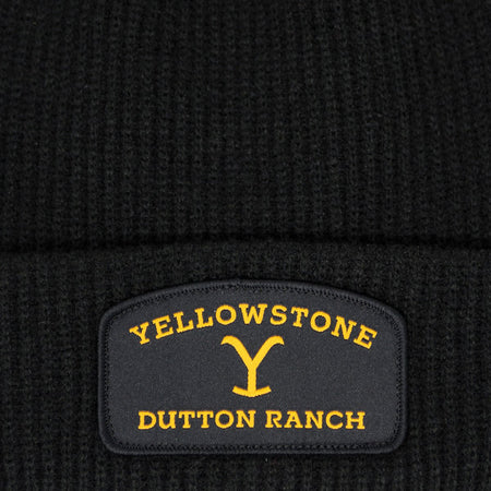 Yellowstone Dutton Ranch Patch Logo Black Beanie - Paramount Shop