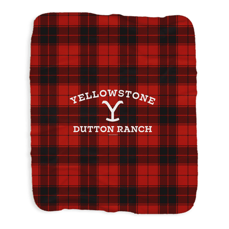 Yellowstone Dutton Ranch Plaid Sherpa Blanket - Paramount Shop