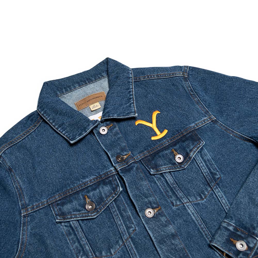 Yellowstone Dutton Ranch Y Logo Embroidered Denim Jacket - Paramount Shop