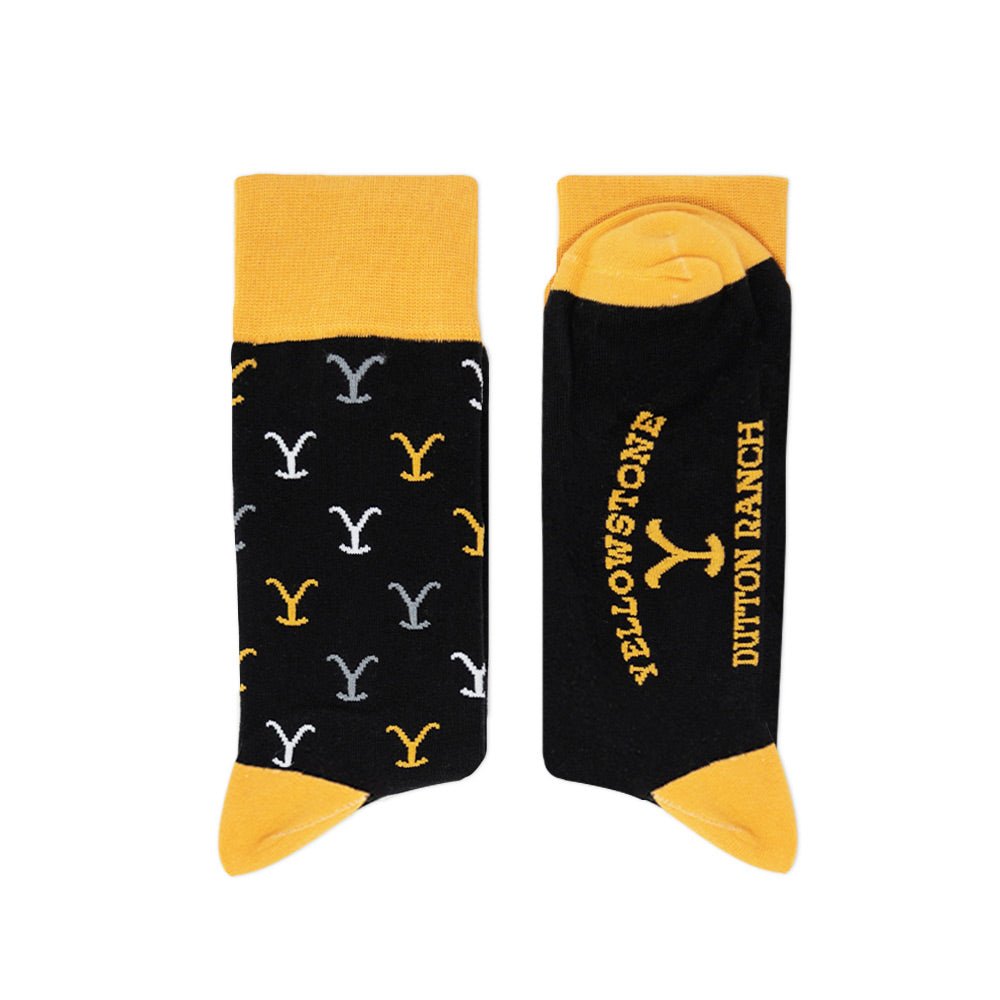 Yellowstone Dutton Ranch Y Pattern Black Socks - Paramount Shop
