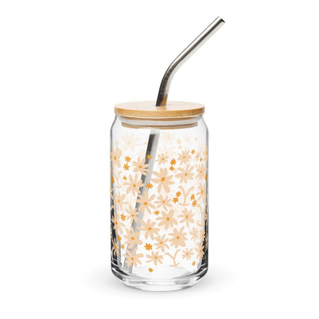 Yellowstone Floral Can Glass With Lid - Paramount Shop