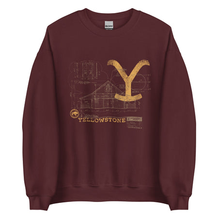 Yellowstone Historic Blueprint Crewneck Sweatshirt - Paramount Shop