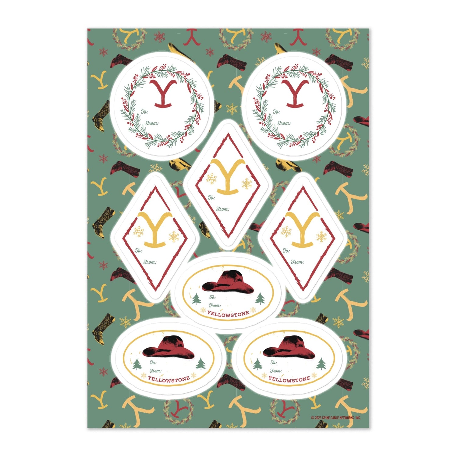 Yellowstone Holiday Icons Gift Sticker Sheet - Paramount Shop