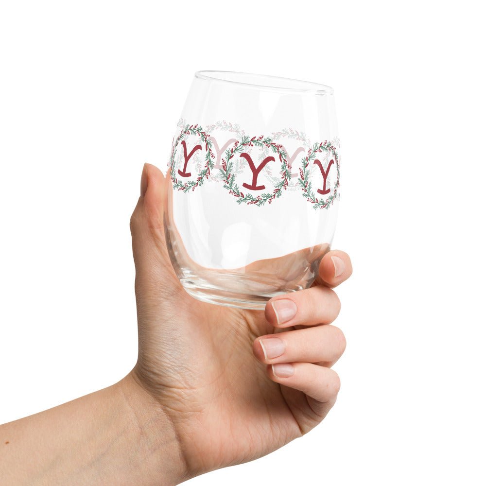 Yellowstone Holiday Wreath Wine Glass - Paramount Shop