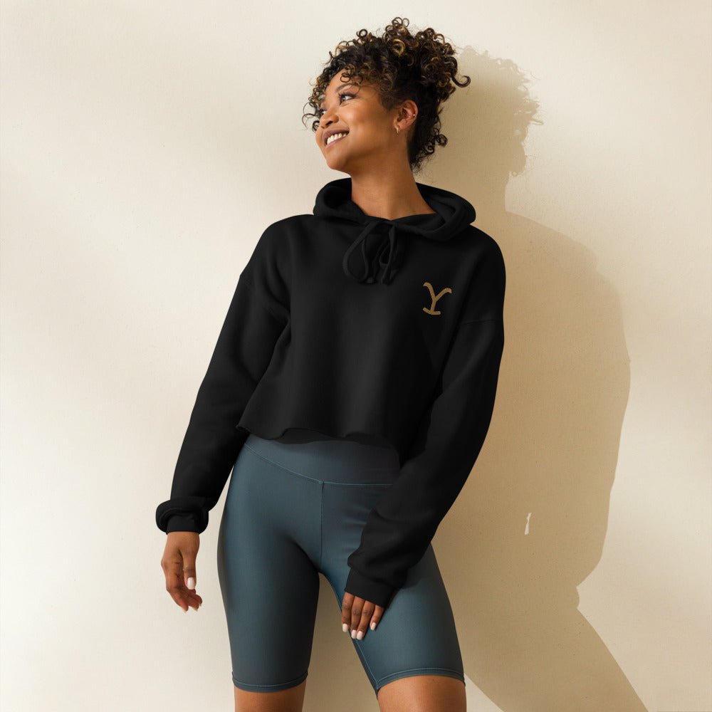 Yellowstone Logo Embroidered Crop Hoodie - Paramount Shop