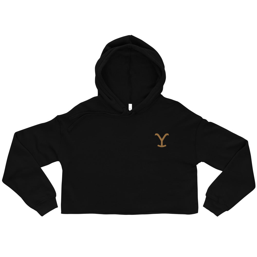 Yellowstone Logo Embroidered Crop Hoodie - Paramount Shop