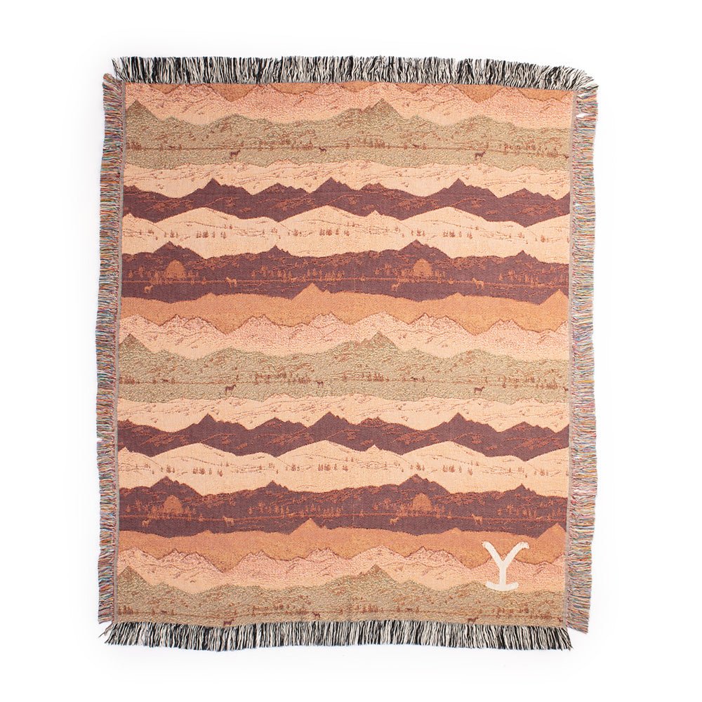 Yellowstone Mountains Pattern Woven Blanket - Paramount Shop