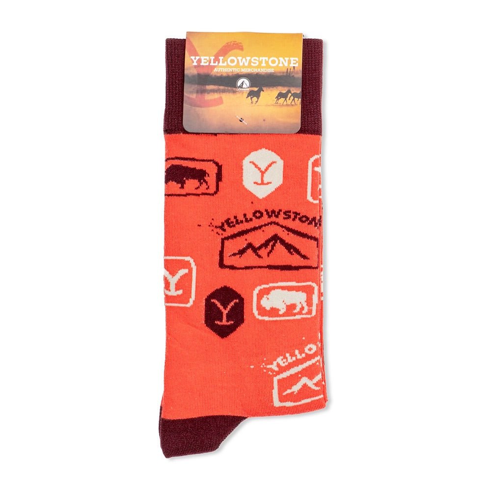 Yellowstone Orange Dutton Ranch Logo Socks - Paramount Shop