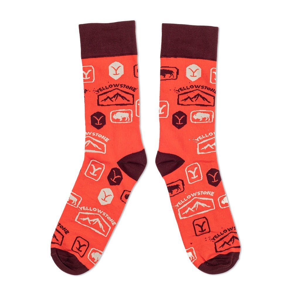 Yellowstone Orange Dutton Ranch Logo Socks - Paramount Shop