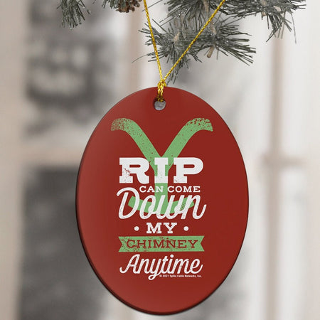 Yellowstone RIP Can Come Down My Chimney Any Time Oval Ceramic Ornament - Paramount Shop