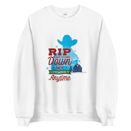 Yellowstone Rip Can Come Down My Chimney Any Time Silhouette Fleece Crewneck Sweatshirt - Paramount Shop