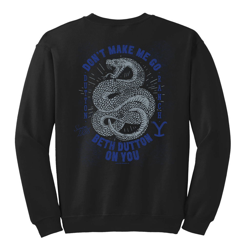 Yellowstone Snake Beth Dutton On You Fleece Crewneck Sweatshirt - Paramount Shop