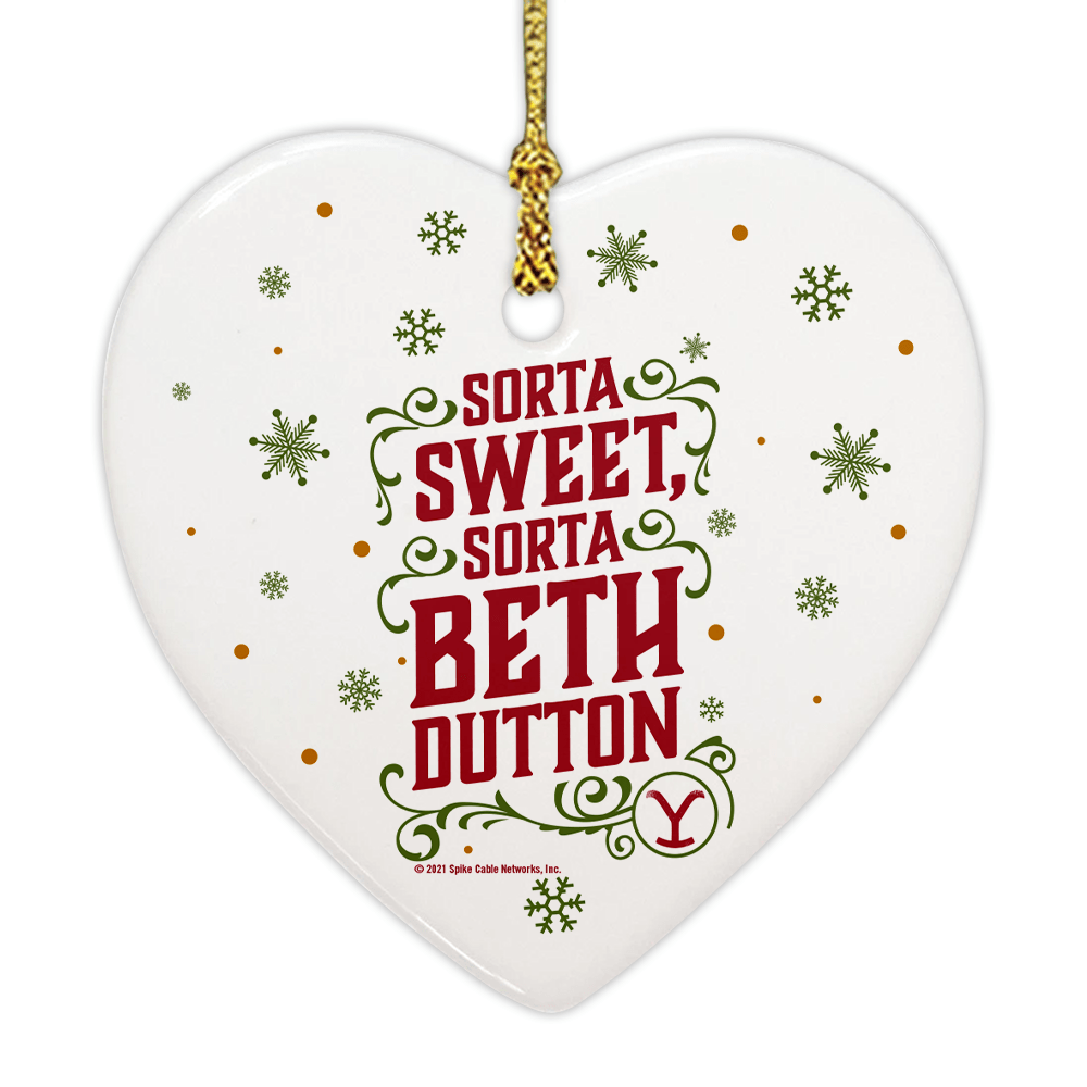 Yellowstone Sorta Sweet Sorta Beth Dutton Holiday Ceramic Heart Ornament - Paramount Shop
