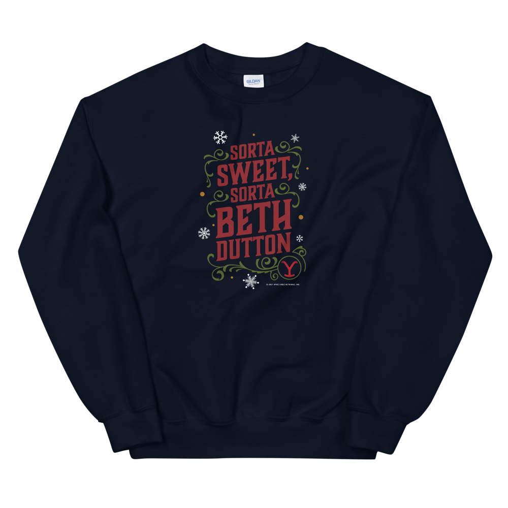 Yellowstone Sorta Sweet Sorta Beth Dutton Holiday Fleece Crewneck Sweatshirt - Paramount Shop