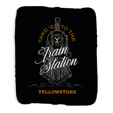 Yellowstone Take 'Em To The Train Station Sherpa Blanket - Paramount Shop