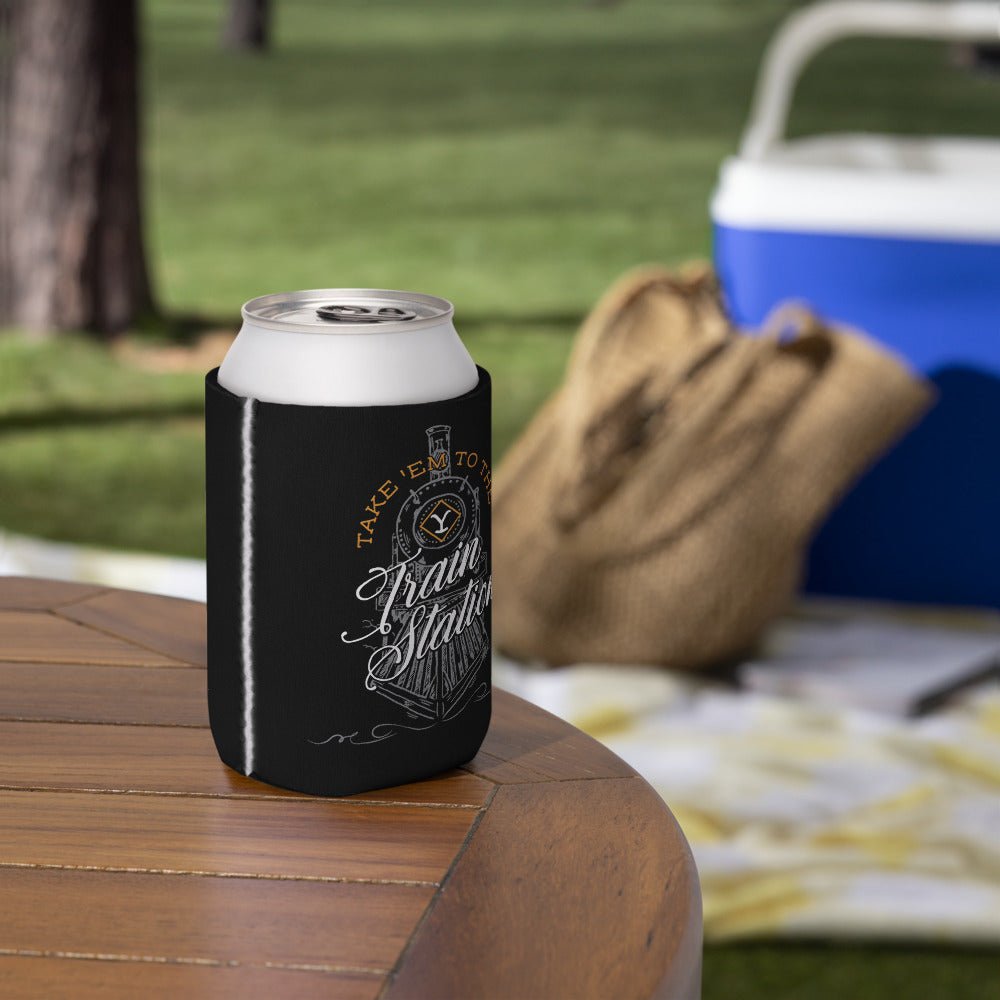 Yellowstone Train Station Can Cooler - Paramount Shop