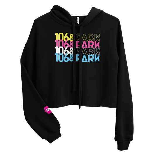 106 & Park Repeat Logo Women's Fleece Crop Hooded Sweatshirt