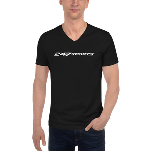 247 Sports White Logo V-Neck Short Sleeve T-Shirt