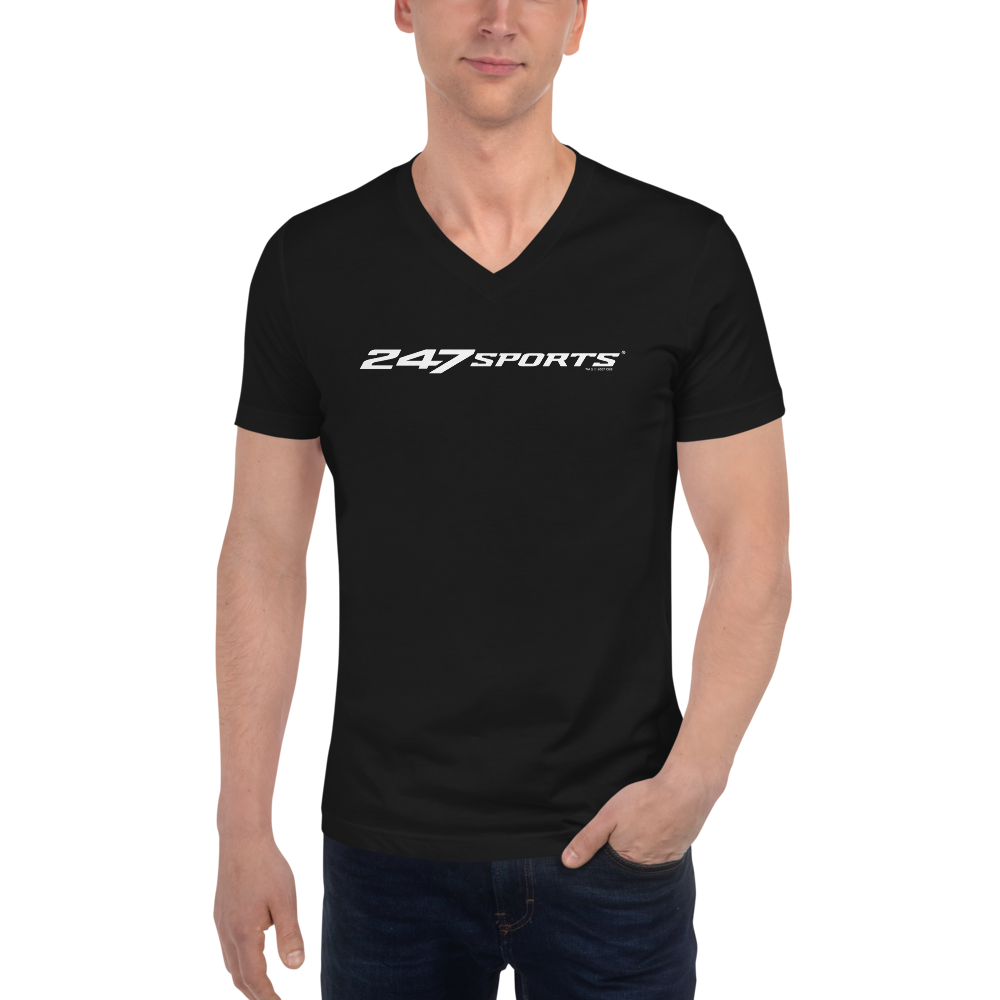 247 Sports White Logo V-Neck Short Sleeve T-Shirt