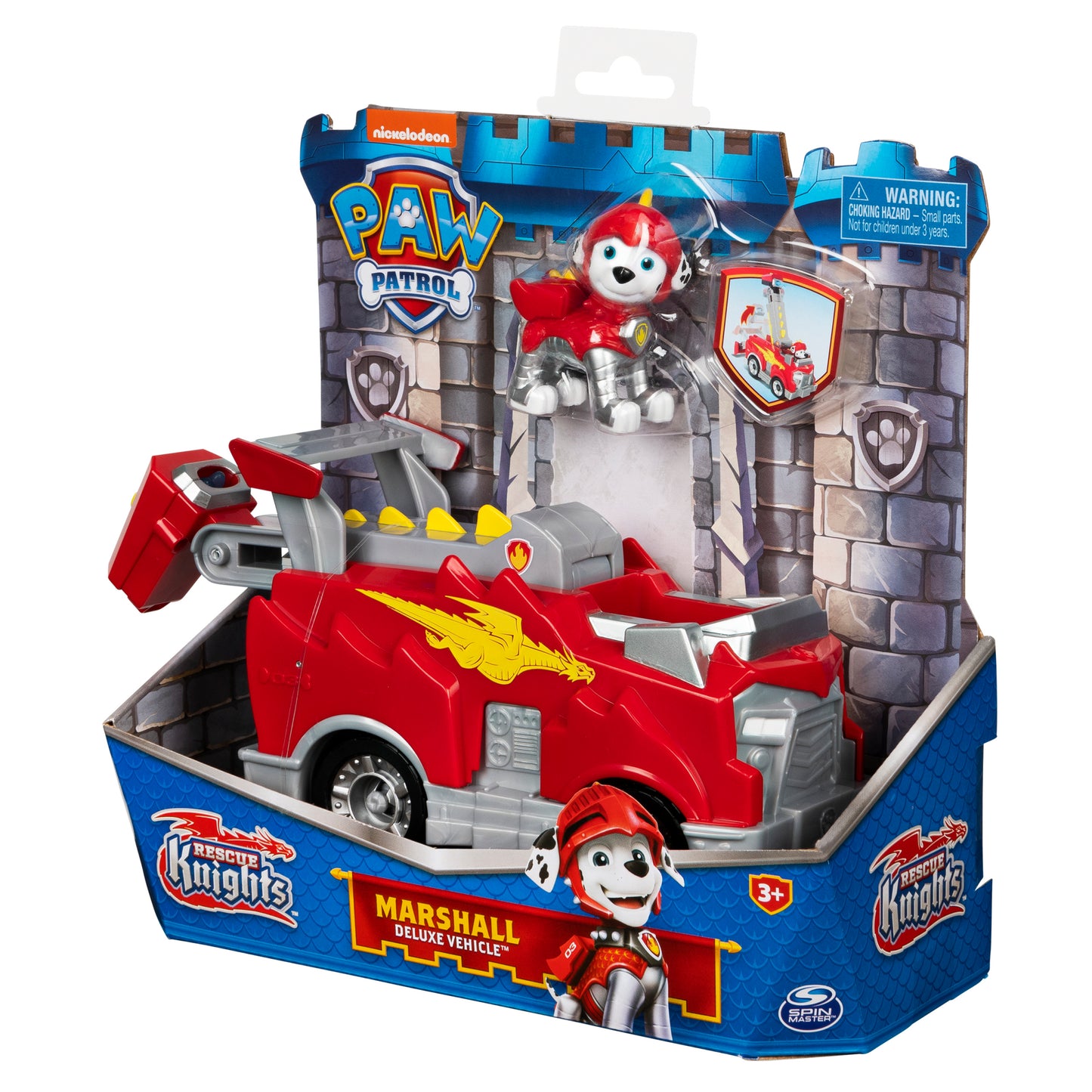 PAW Patrol, Rescue Knights Marshall Transforming Toy Car with Collectible Action Figure, Kids Toys for Ages 3 and up