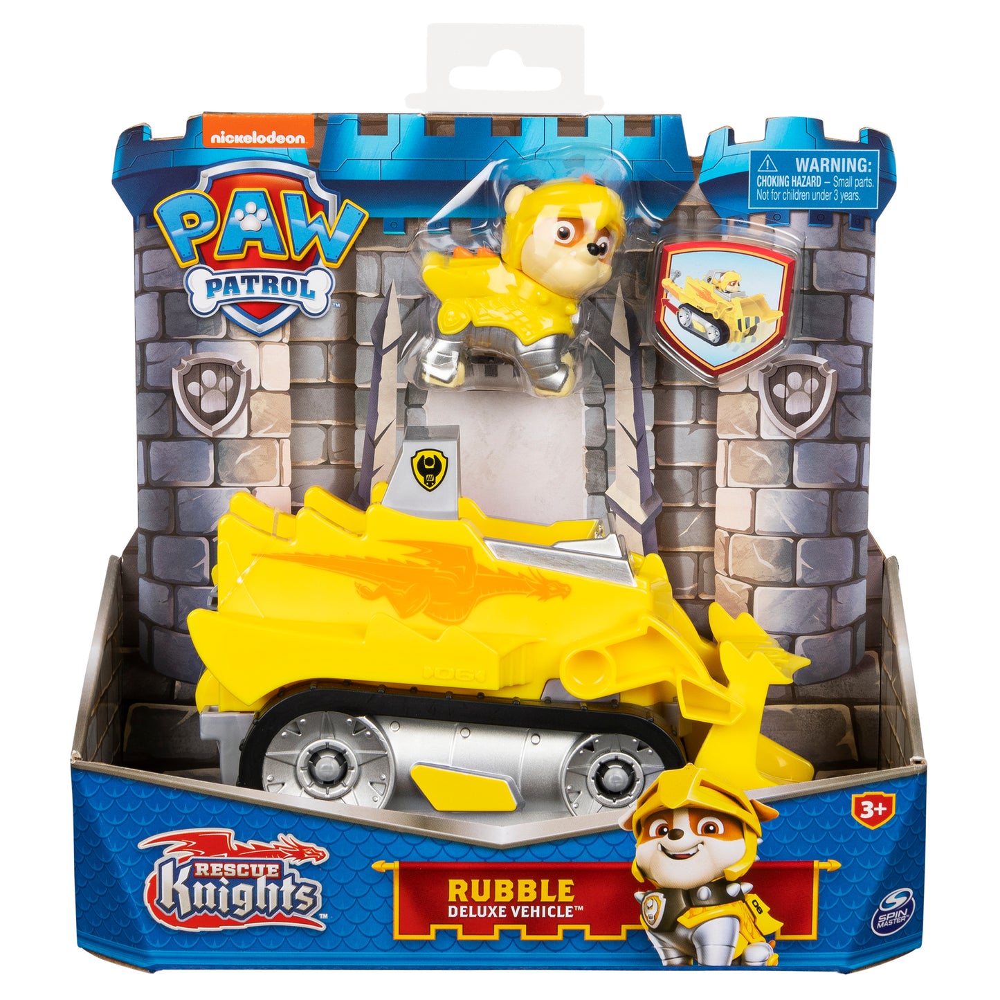 PAW PatrolVoiture transformable, Rescue Knights Rubble Toy Car avec figurine à collectionner Action Figure, Enfants Jouets pour les 3 ans et plus