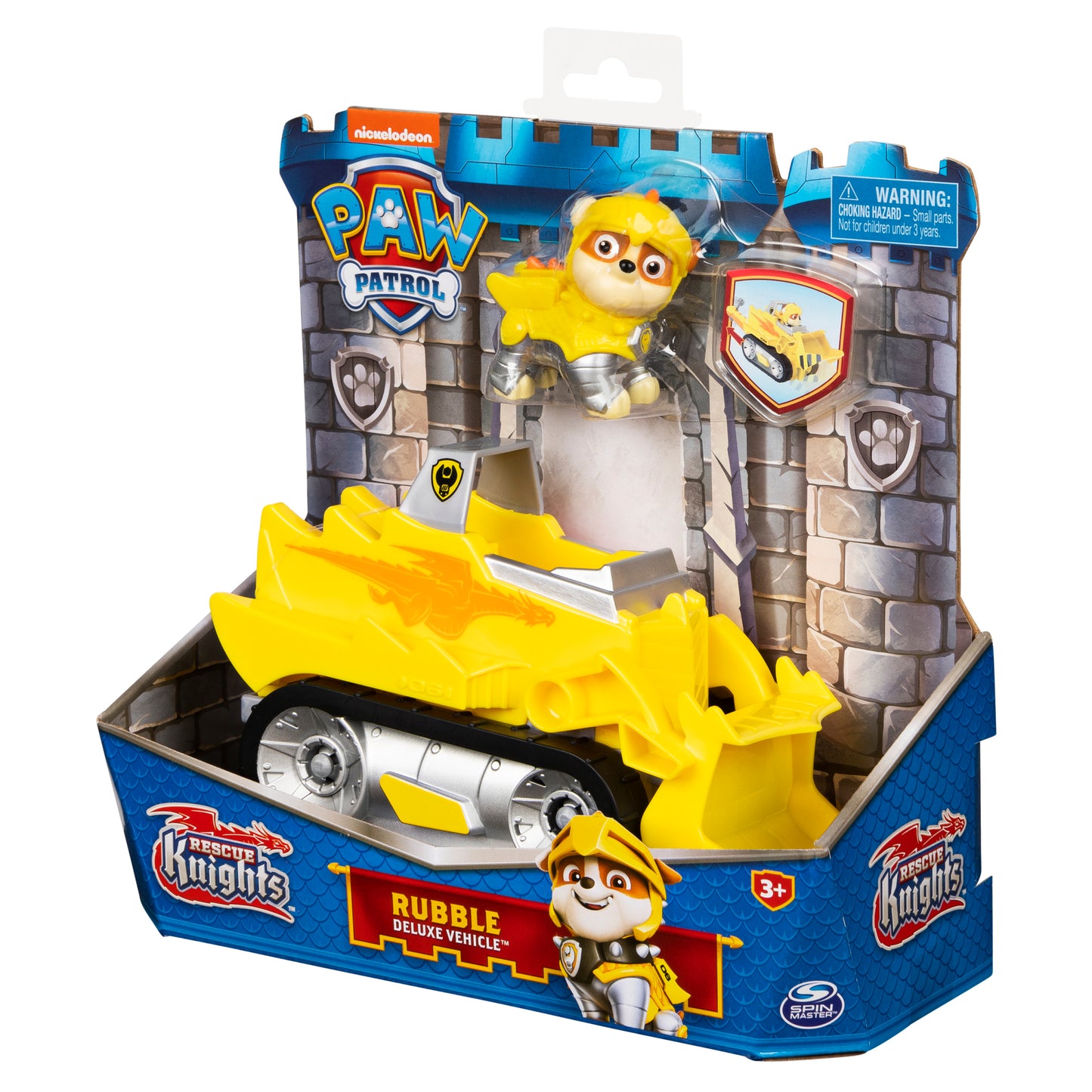 PAW PatrolVoiture transformable, Rescue Knights Rubble Toy Car avec figurine à collectionner Action Figure, Enfants Jouets pour les 3 ans et plus