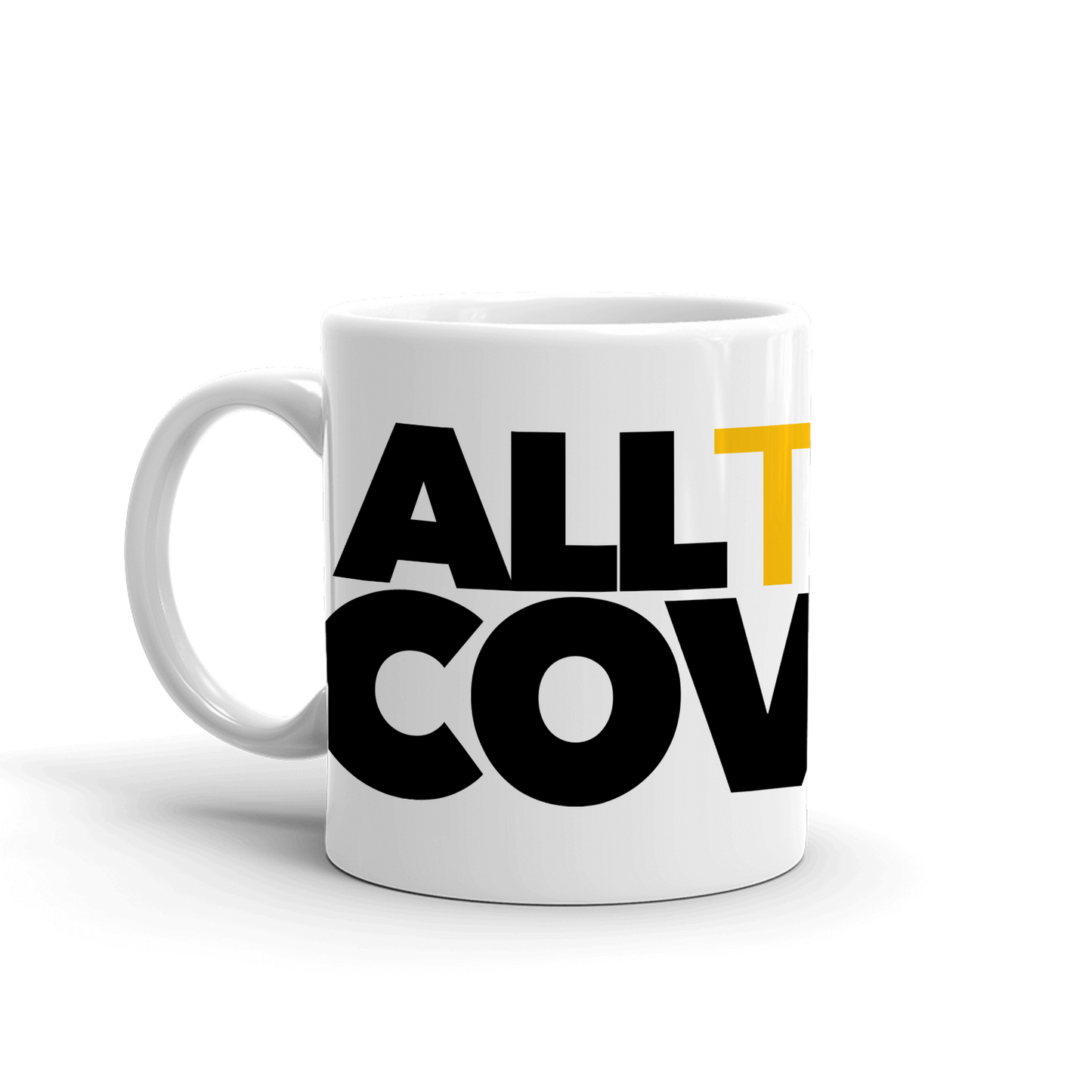 All Things Covered Podcast Logo White Mug
