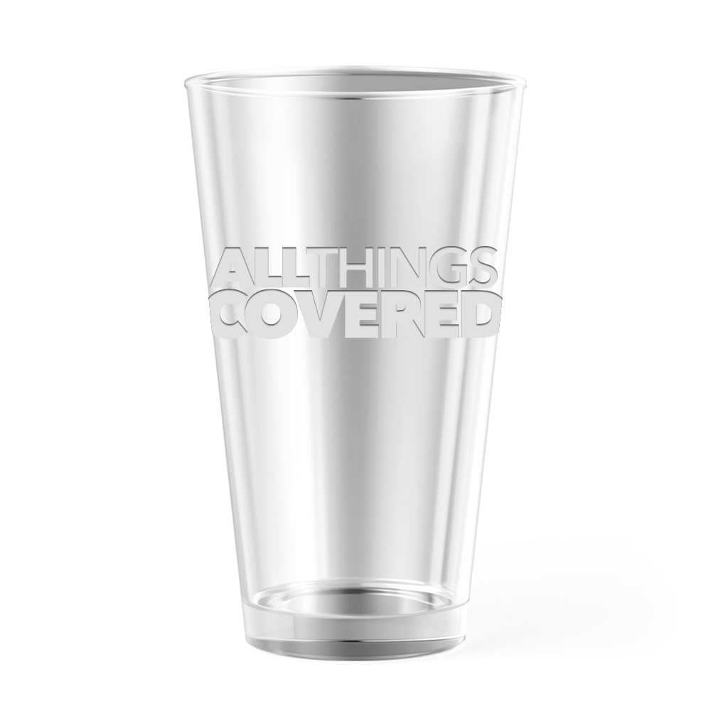 All Things Covered Podcast Logo Laser Engraved Pint Glass