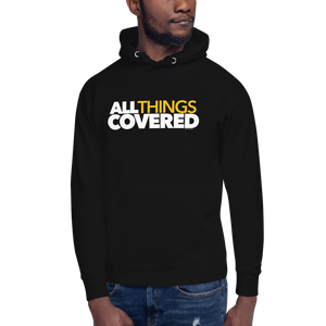 All Things Covered Podcast White Logo Adult Fleece Hooded Sweatshirt