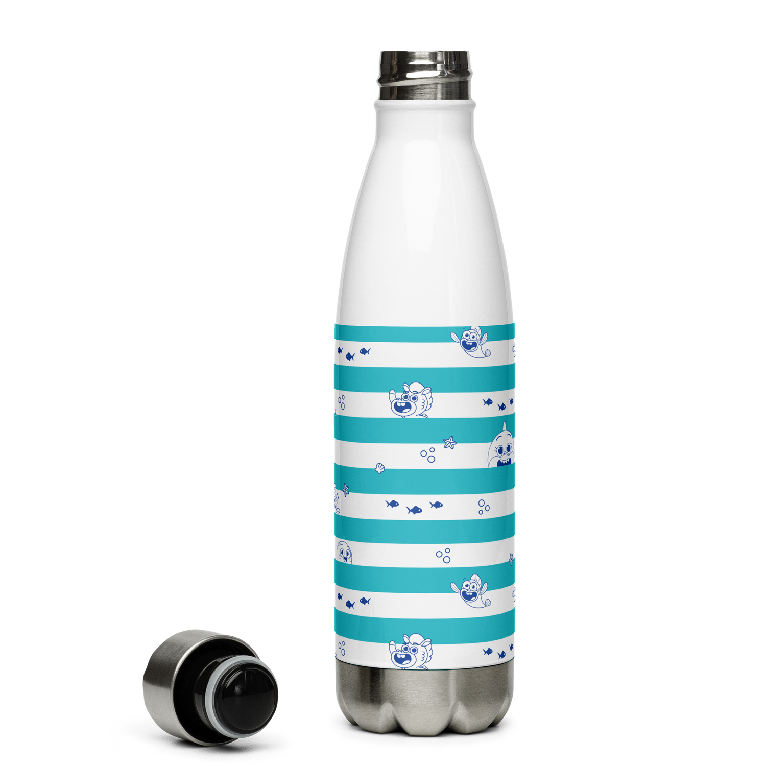 Baby Shark Striped Stainless Steel Water Bottle