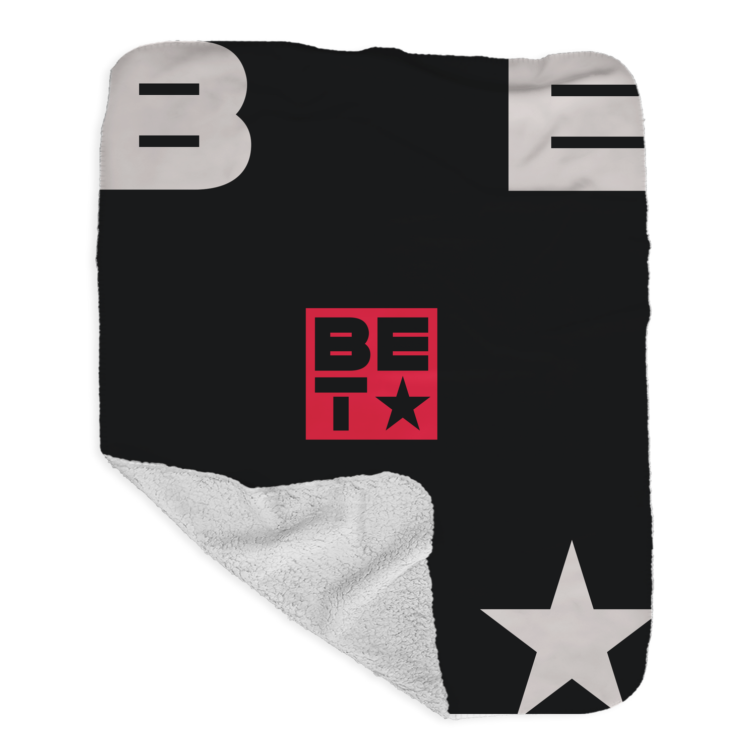 BET Logo Grey Sherpa Blanket