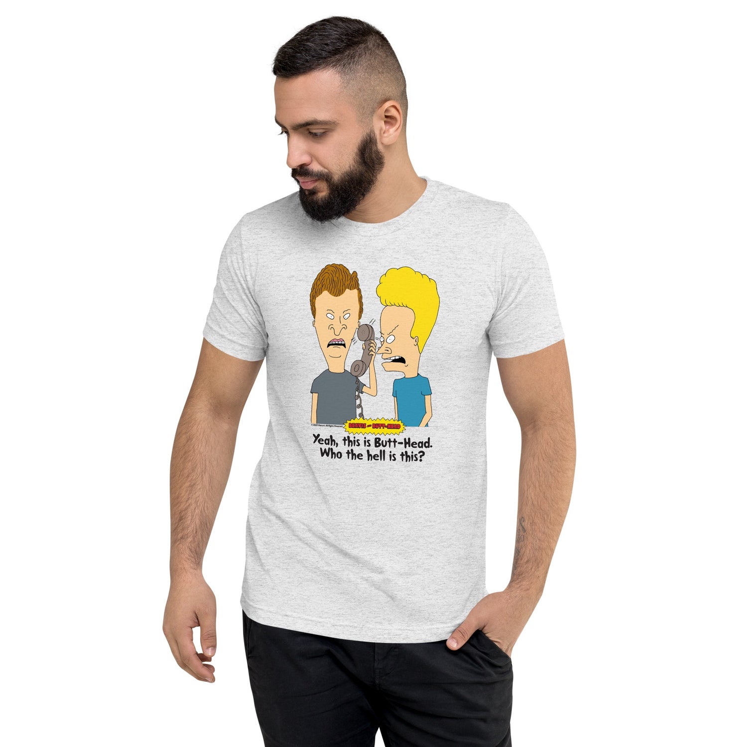 Beavis & Butt-Head Who Is This Adult Tri-Blend T-Shirt
