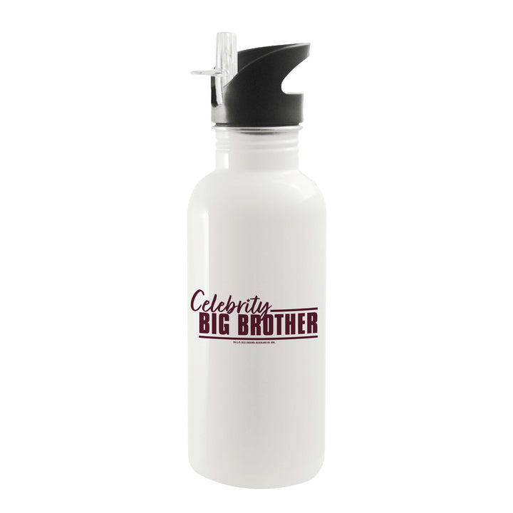 Celebrity Big Brother Logo Botella de agua de rosca de 20 oz con pajita