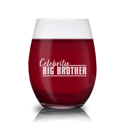 Celebrity Big Brother Logo Laser Engraved Stemless Wine Glass