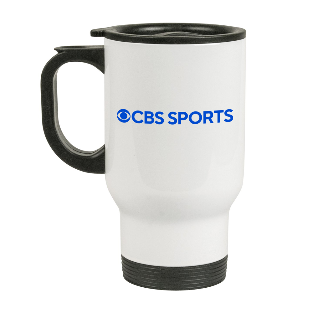 CBS Sports Logo 14 oz Stainless Steel Travel Mug with Handle