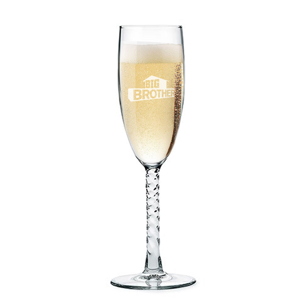 Big Brother Logo Laser Etched Champagne Flute