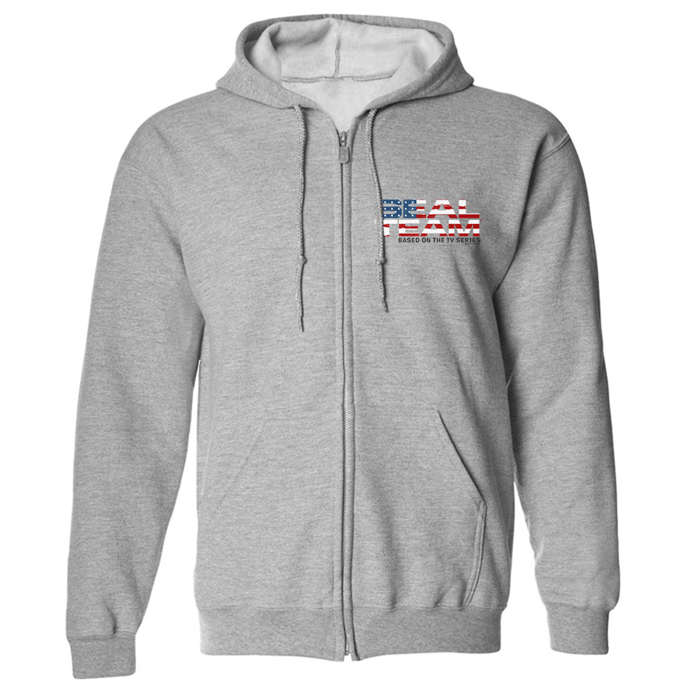 SEAL Team American Flag Logo Fleece Zip-Up Hooded Sweatshirt